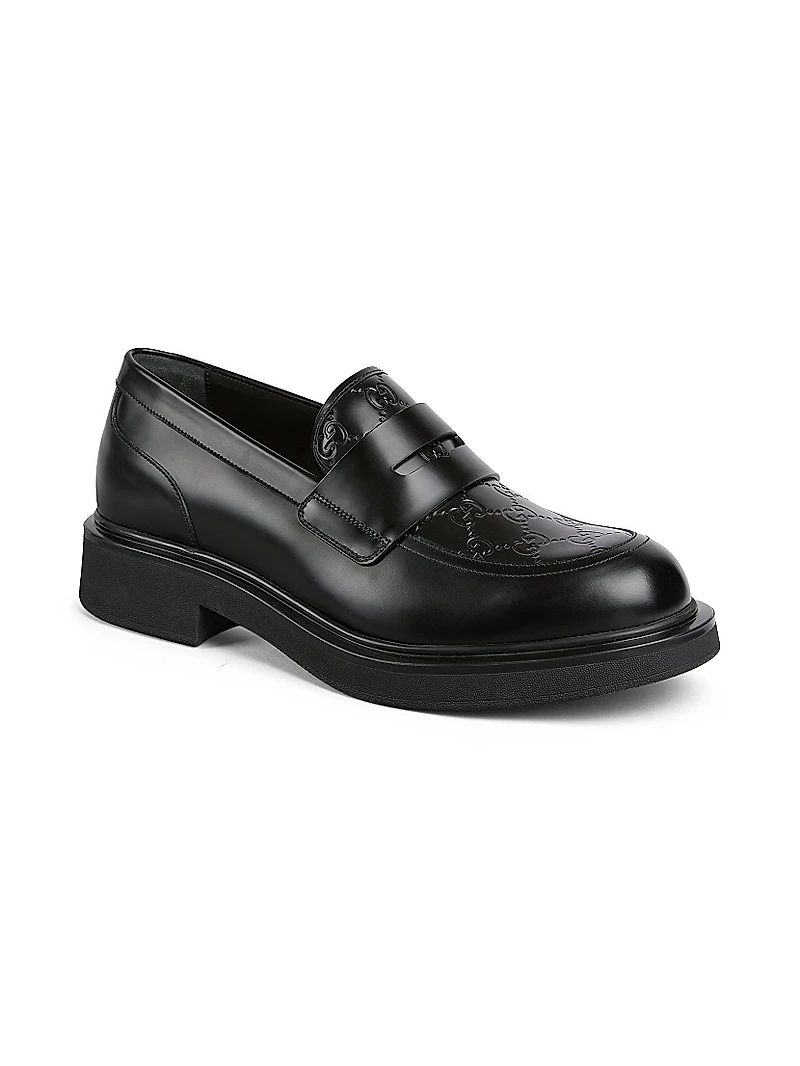Enki GG Leather Platform Loafers