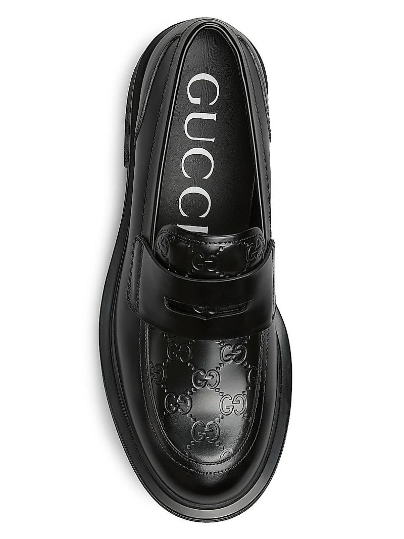 Enki GG Leather Platform Loafers