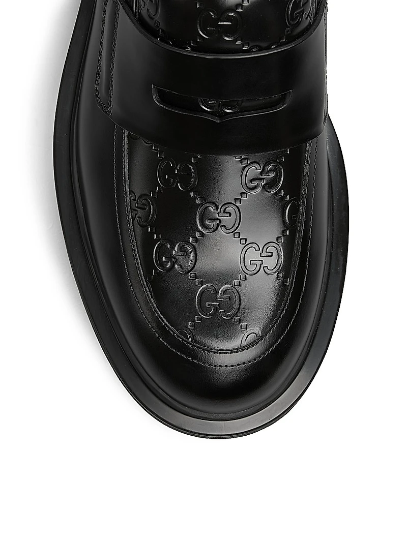 Enki GG Leather Platform Loafers