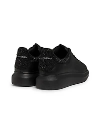 Oversized Crystal Heel Leather Low-Top Sneakers