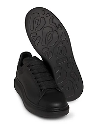 Oversized Crystal Heel Leather Low-Top Sneakers
