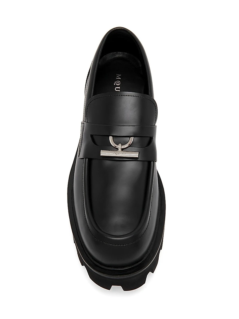 Leather T-Bar Penny Loafers