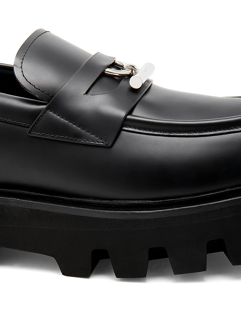 Leather T-Bar Penny Loafers
