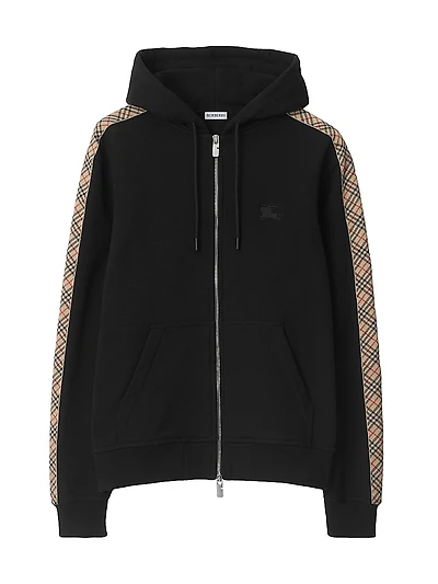 Scott Check-Trim Cotton Hoodie