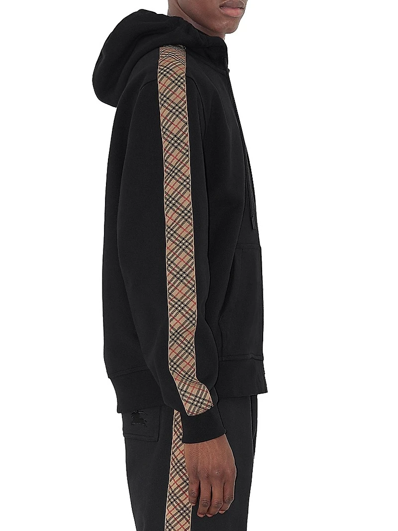 Scott Check-Trim Cotton Hoodie