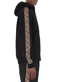 Scott Check-Trim Cotton Hoodie