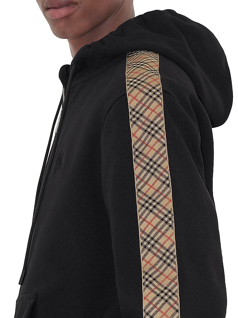 Scott Check-Trim Cotton Hoodie