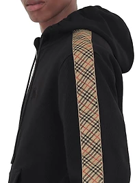 Scott Check-Trim Cotton Hoodie