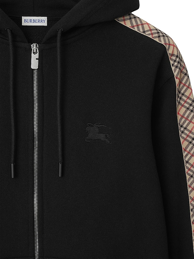 Scott Check-Trim Cotton Hoodie