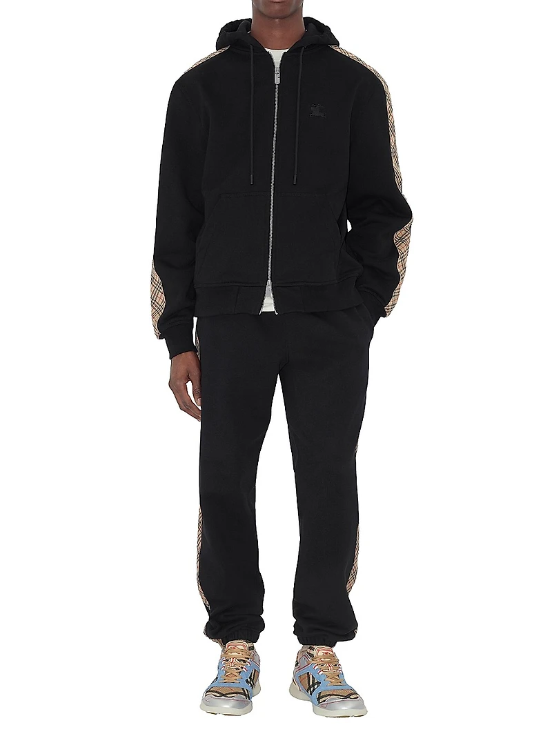 Scott Check-Trim Cotton Hoodie