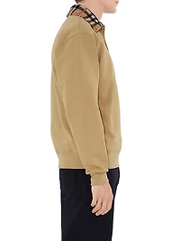 Ray Check Collar Cotton Half-Zip Sweatshirt