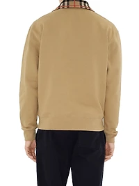 Ray Check Collar Cotton Half-Zip Sweatshirt