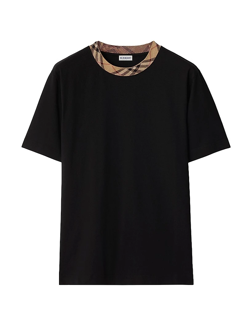 Ryan Check Trim Cotton T-Shirt