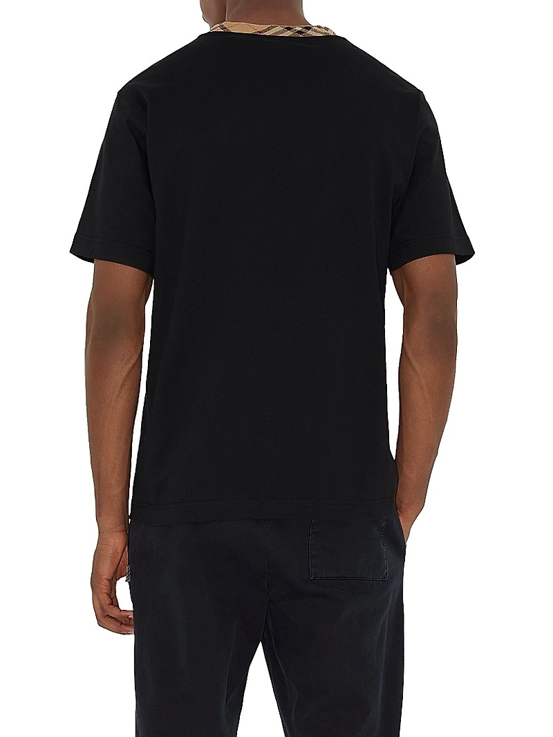 Ryan Check Trim Cotton T-Shirt