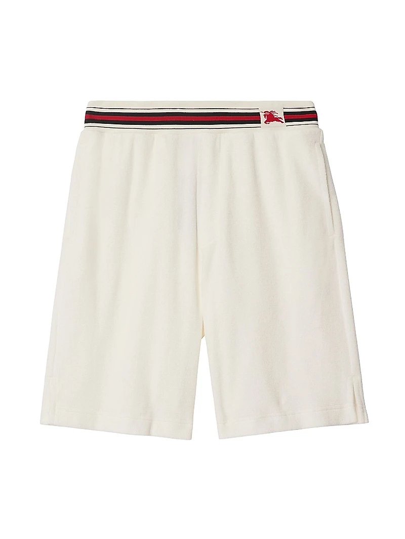 Flat Front Logo Cotton-Blend Shorts
