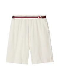 Flat Front Logo Cotton-Blend Shorts