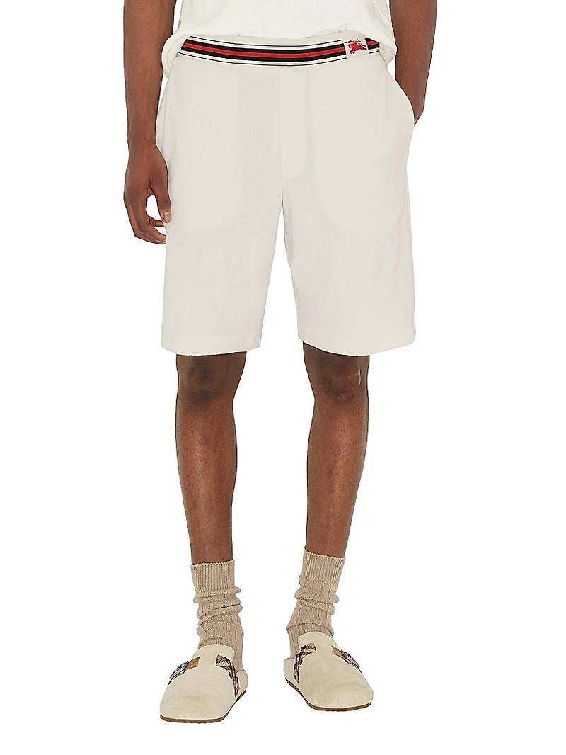 Flat Front Logo Cotton-Blend Shorts