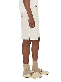 Flat Front Logo Cotton-Blend Shorts