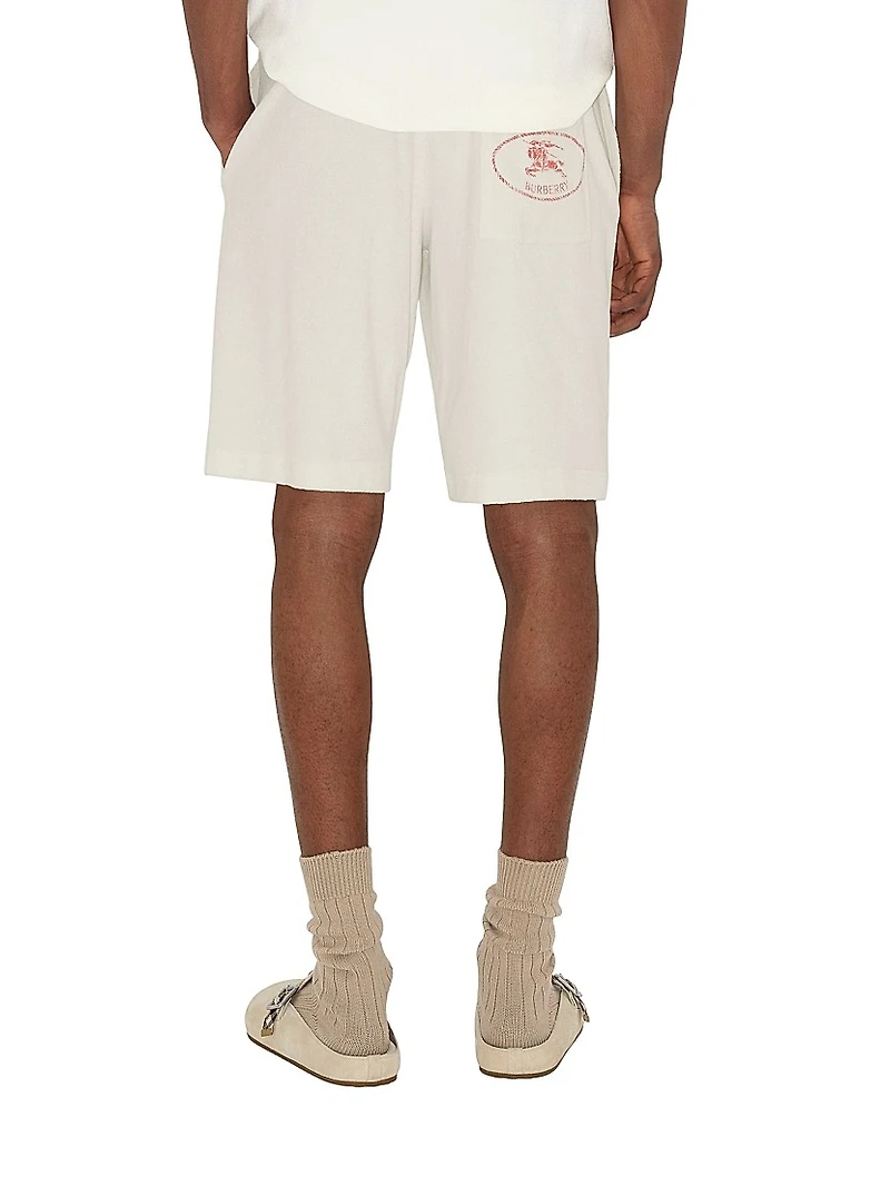 Flat Front Logo Cotton-Blend Shorts