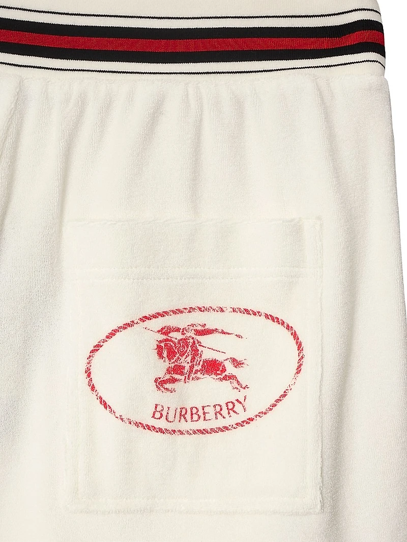 Flat Front Logo Cotton-Blend Shorts