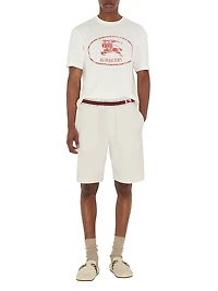 Flat Front Logo Cotton-Blend Shorts