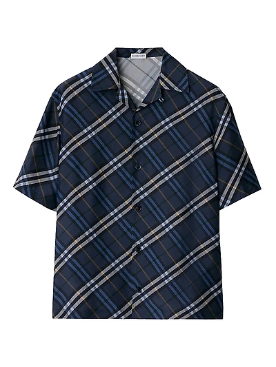 Check Silk Camp Shirt