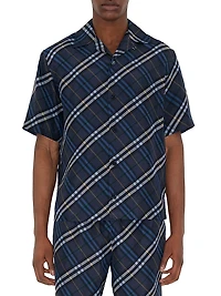 Check Silk Camp Shirt