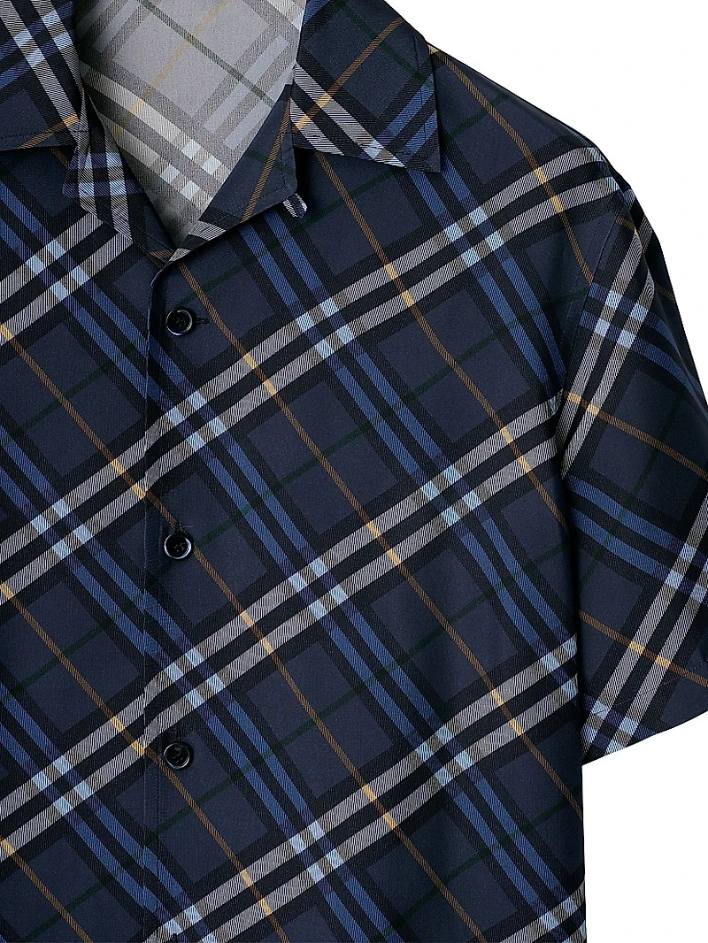 Check Silk Camp Shirt