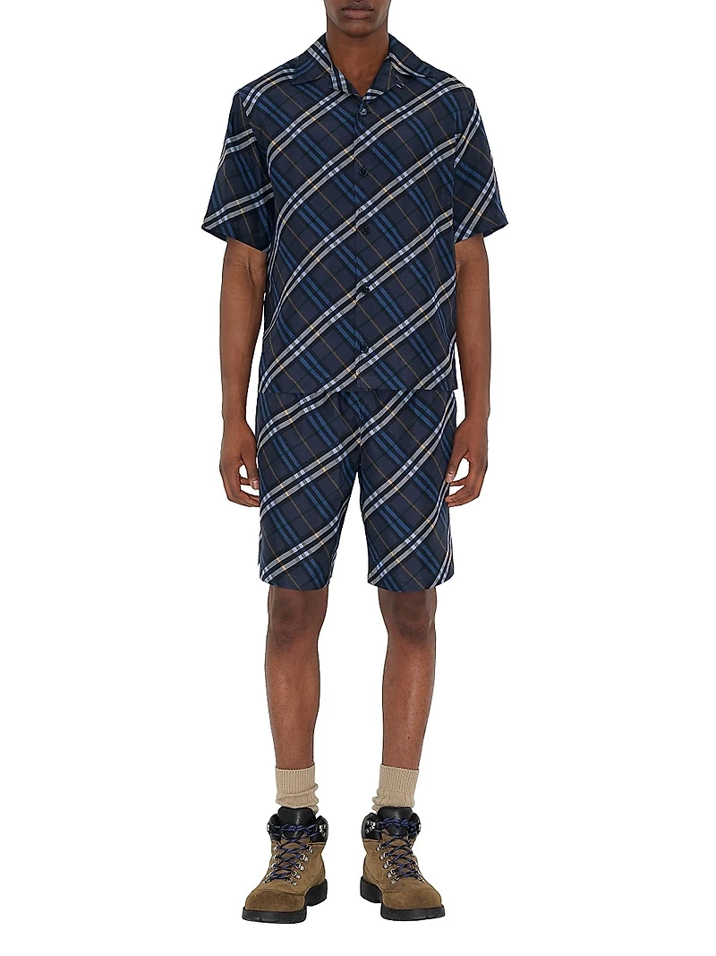 Check Silk Camp Shirt