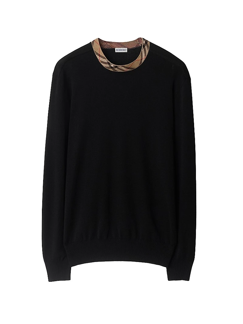 Michael Check Trim Wool Sweater