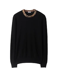 Michael Check Trim Wool Sweater