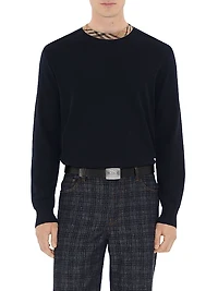 Michael Check Trim Wool Sweater