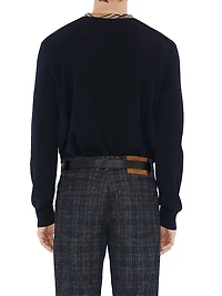 Michael Check Trim Wool Sweater