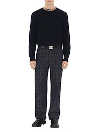 Michael Check Trim Wool Sweater