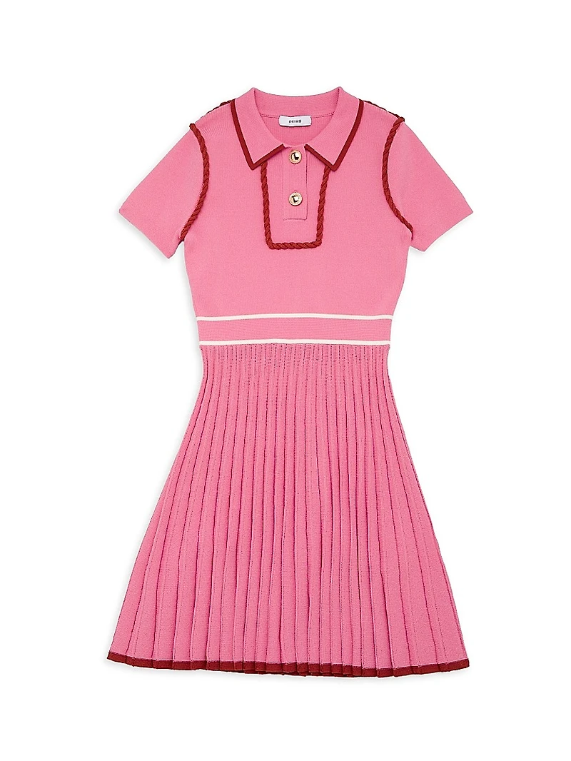 Little Girl's & Freeda Jr. Knit Pleated Polo Shirtdress