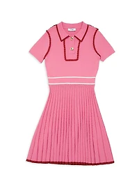 Little Girl's & Freeda Jr. Knit Pleated Polo Shirtdress