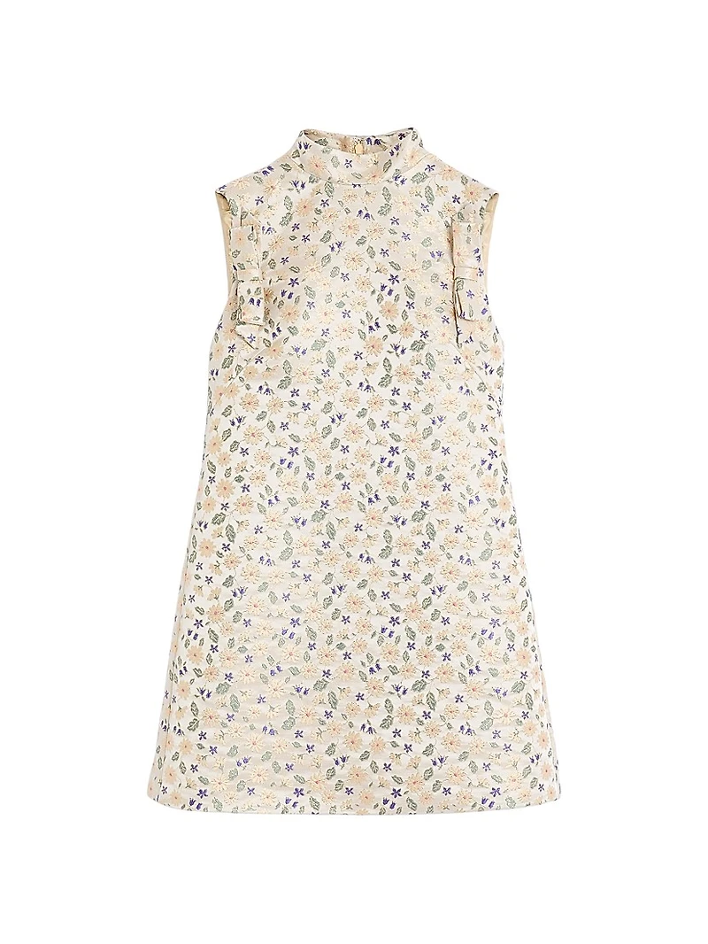 Short Mini Dress Garden Lurex Jacquard