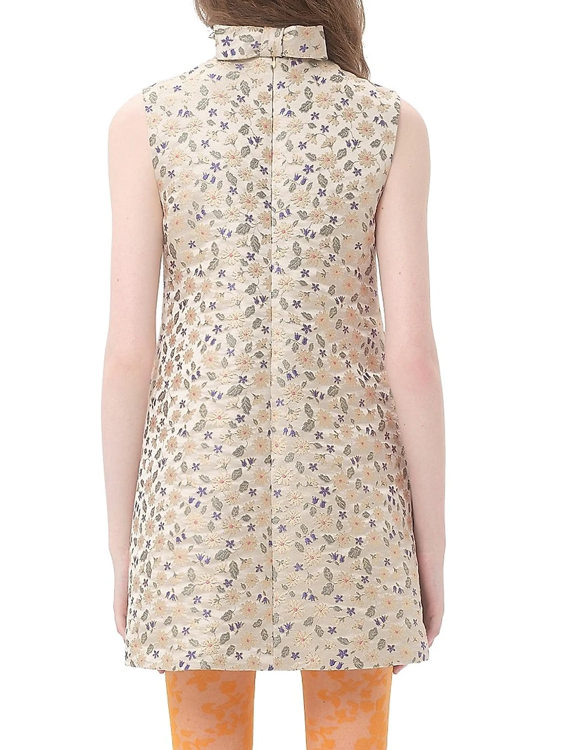 Short Mini Dress Garden Lurex Jacquard