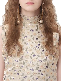 Short Mini Dress Garden Lurex Jacquard