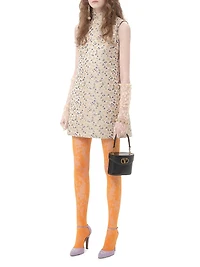 Short Mini Dress Garden Lurex Jacquard