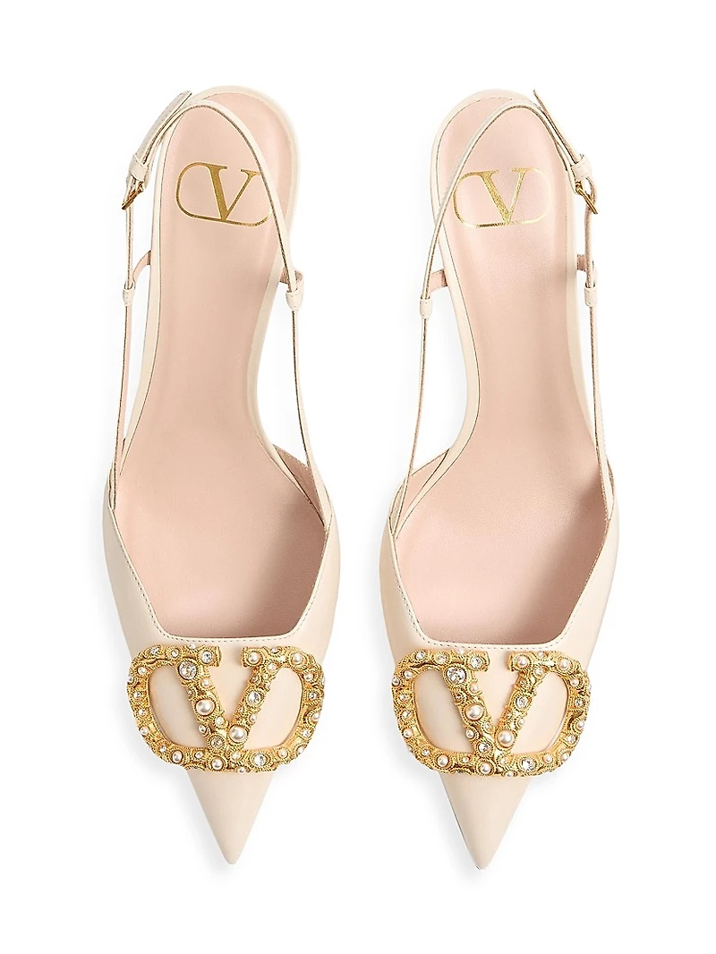 VLogo Signature Slingback Calfskin 80MM Pumps