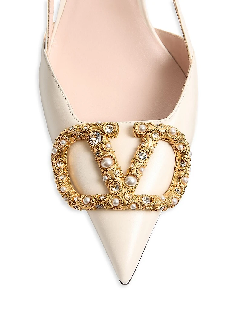 VLogo Signature Slingback Calfskin 80MM Pumps