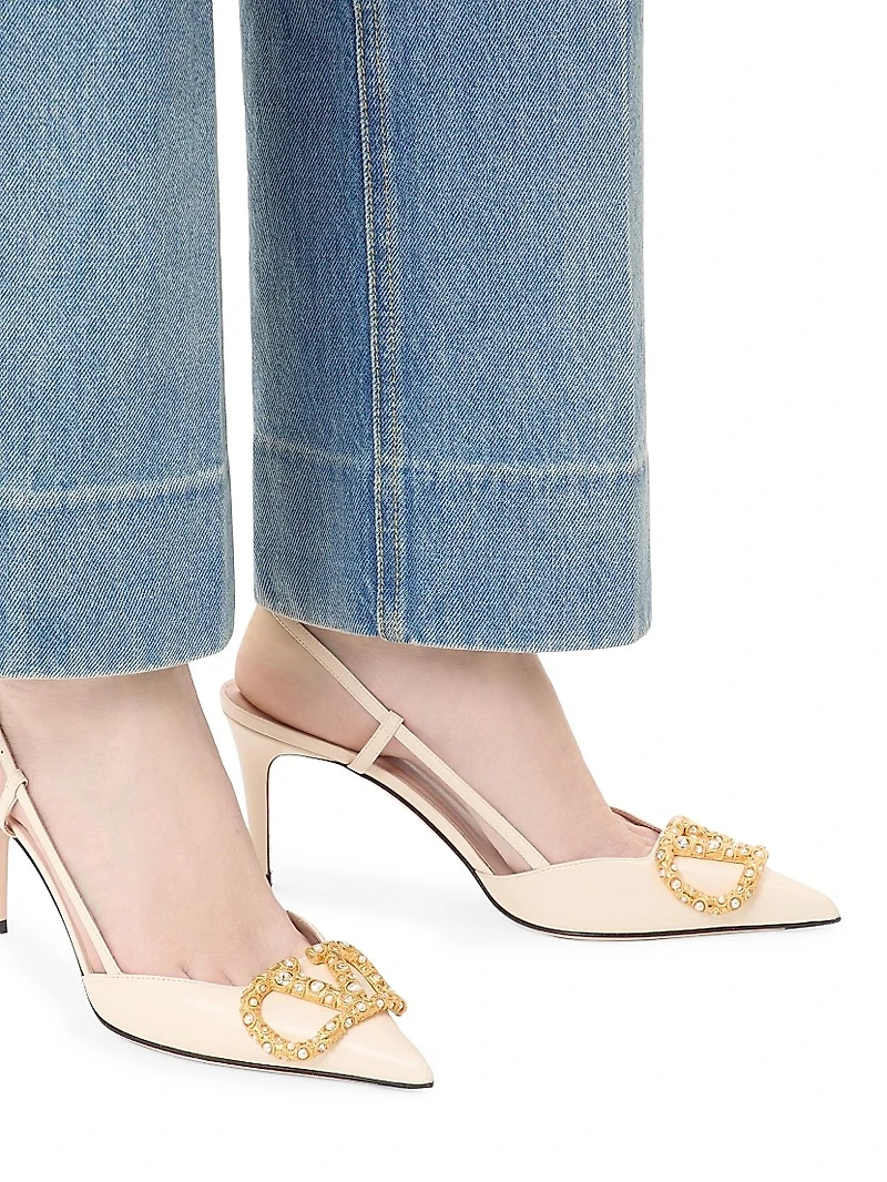 VLogo Signature Slingback Calfskin 80MM Pumps