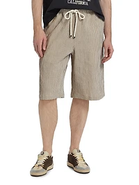 Plaid Seersucker Baggy Shorts