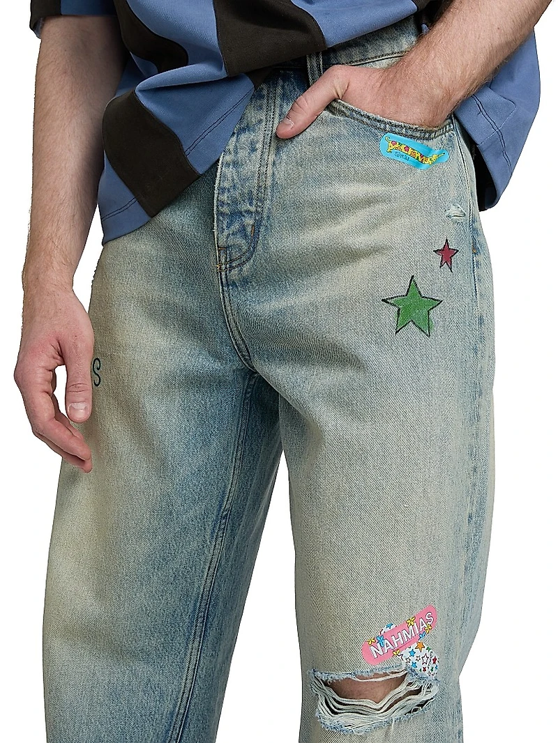 Bandage Baggy Straight Jeans