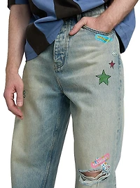 Bandage Baggy Straight Jeans