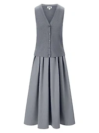 Madeline Mixed-Media Midi-Dress