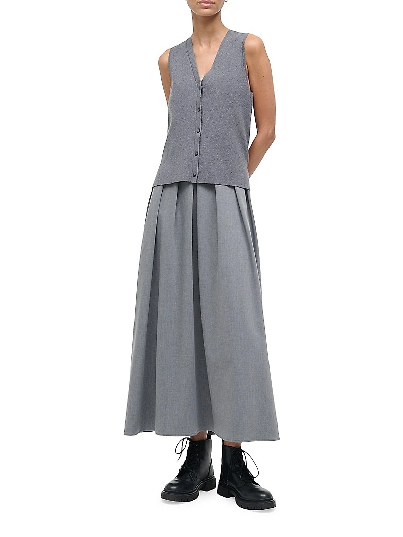Madeline Mixed-Media Midi-Dress