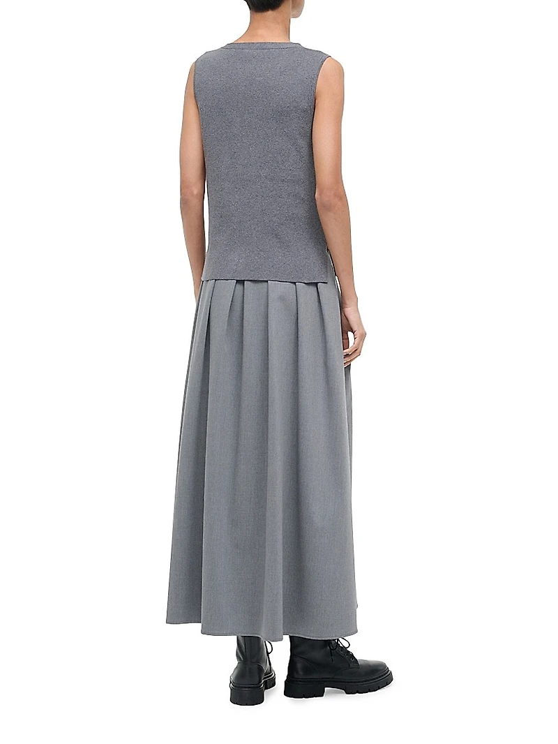 Madeline Mixed-Media Midi-Dress