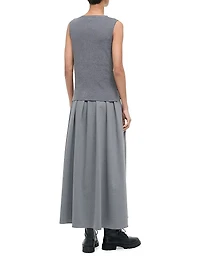 Madeline Mixed-Media Midi-Dress